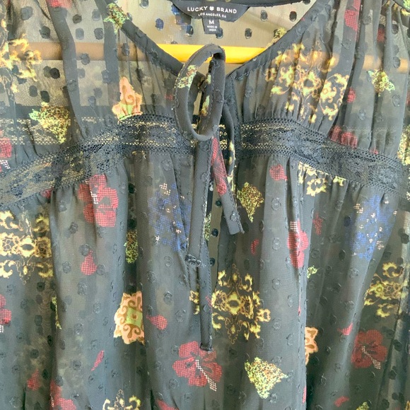 Lucky Brand Sheer Top With Tie Front - Picture 7 of 9